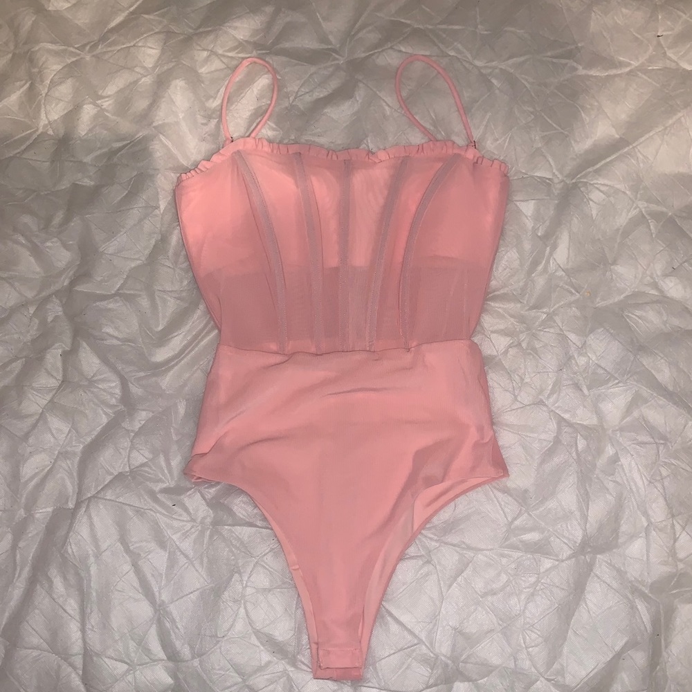 Pink sexy bodysuit sheer